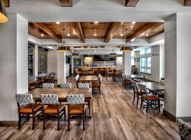The dining room and bar at Traditions on the Lake.