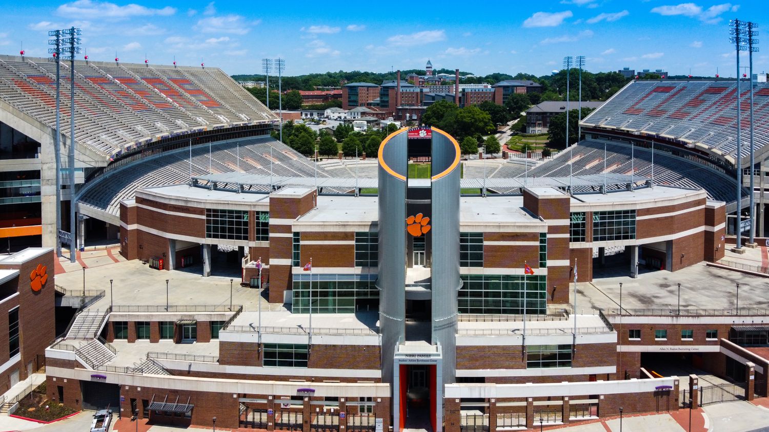 An aerial view of an empty Death Valley on a sunny afternoon.